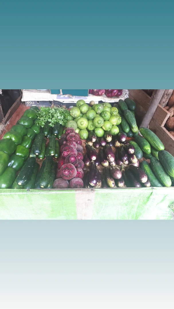 Fresh vegetables arranged at a Nairobi market
